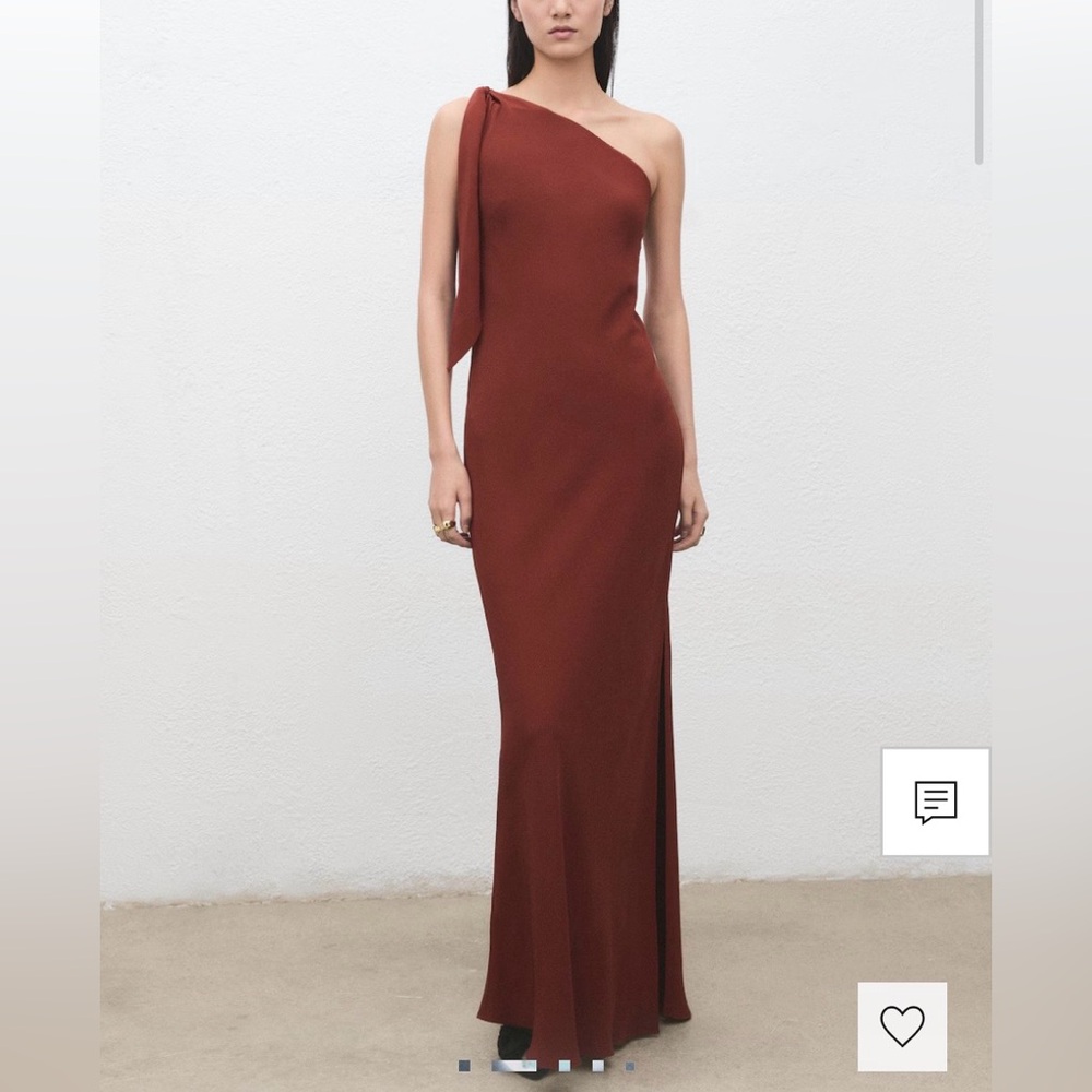 #419 Mango NWT Amazing One-Shoulder Rust Maxi Dress